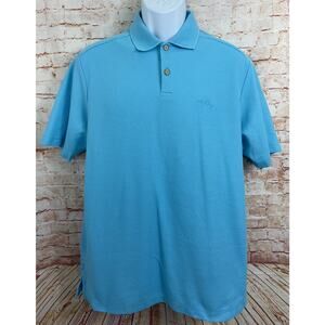 Men's Tommy Bahama Marlin & Rossi Polo Shirt Sz M Light Blue Short Sleeve Cotton